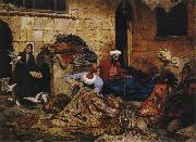 Rudolph Swoboda Carpet Menders, Cairo oil painting